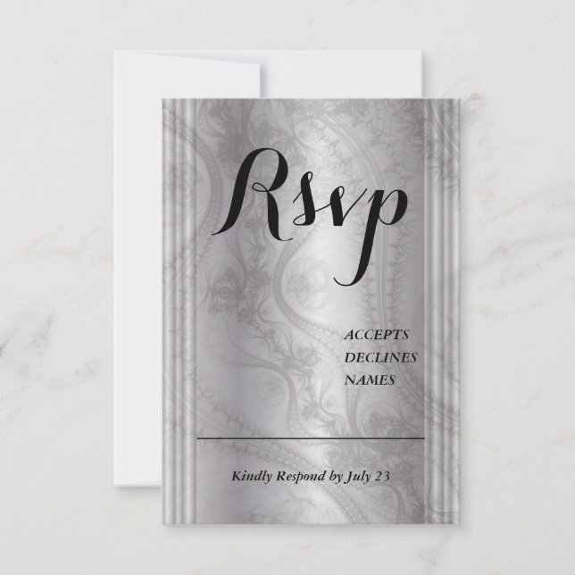 Tones of Grey Rsvp card with lace detail (Front)