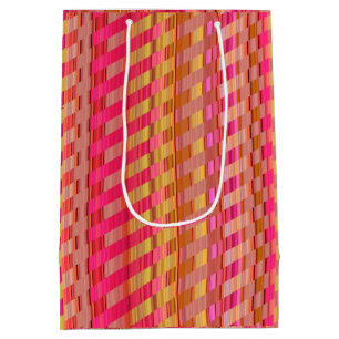 Tones of Pink and Gold Stripes Medium Gift Bag