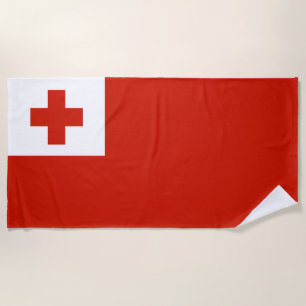 Tonga flag beach towel