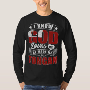 Tonga Flag God Loves Me  Tongans T-Shirt