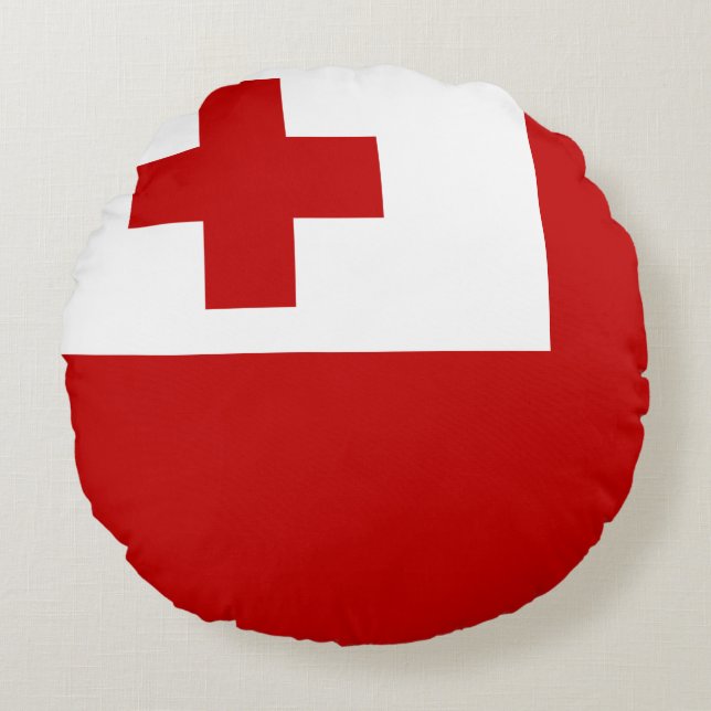 Tonga Flag Round Cushion (Front)