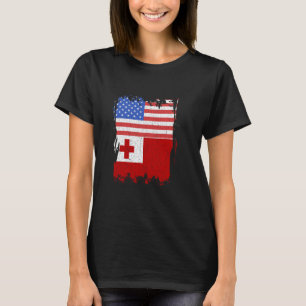 Tonga Flag USA America Vintage Tongan Pride Tongan T-Shirt