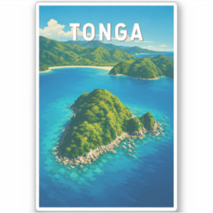 Tonga Illustration Travel Art Vintage