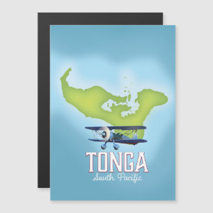 Tonga Map Flight travel poster