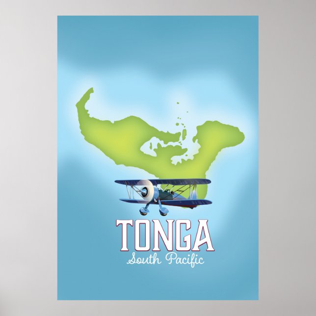 Tonga Map Flight travel poster (Front)