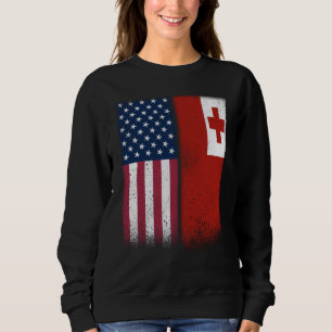 Tonga Tongan American Flags Proud USA Tonga Sweatshirt