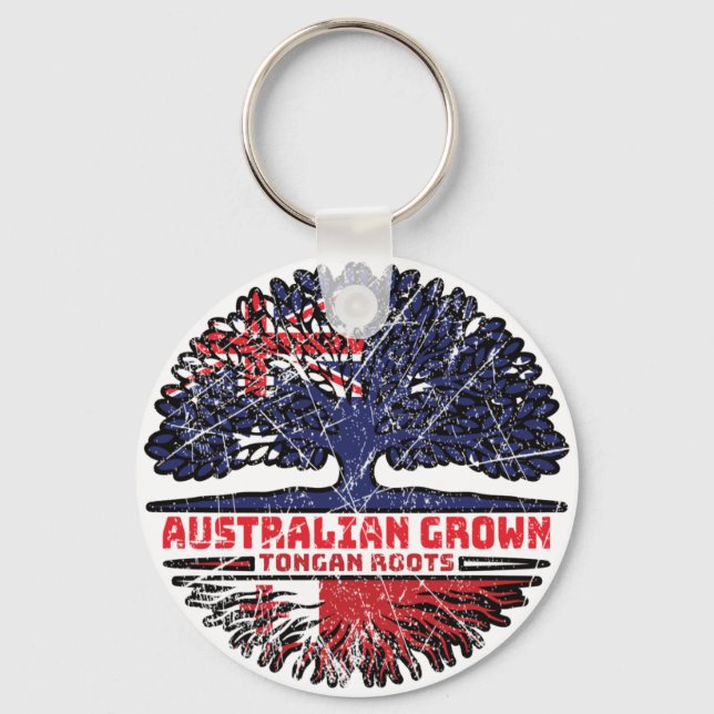 Tonga Tongan Australian Australia Tree Roots Flag Key Ring (Front)