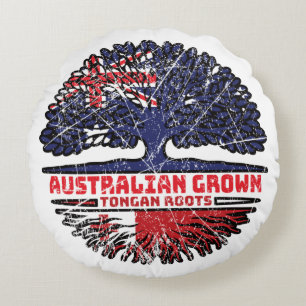 Tonga Tongan Australian Australia Tree Roots Flag Round Cushion