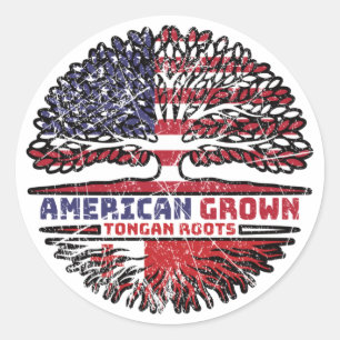 Tonga Tongan US American USA United States Tree Classic Round Sticker