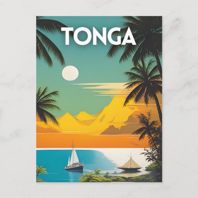 Tonga Vintage Travel Poster Postcard (Front)