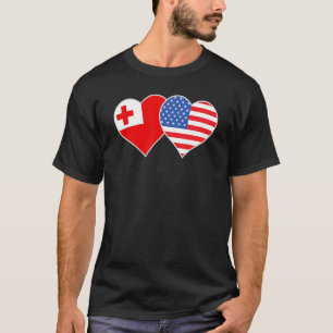 Tongan American Flag Heart Tonga Usa T-Shirt