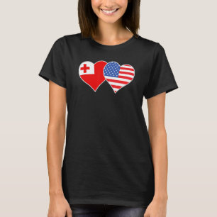 Tongan American Flag Heart Tonga Usa T-Shirt