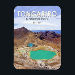 Tongariro National Park New Zealand Vintage  Magnet<br><div class="desc">Tongariro vector artwork design. The park is located in the central North Island. It has been acknowledged by UNESCO as a World Heritage Site of mixed cultural and natural values.</div>
