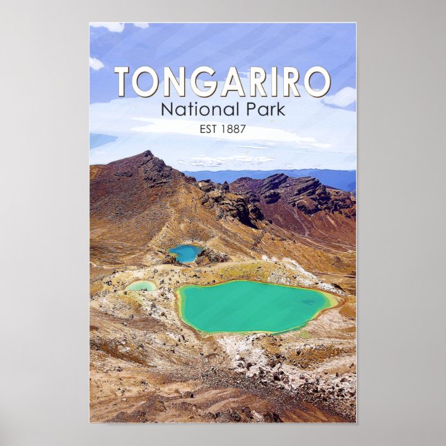 Tongariro National Park New Zealand Vintage  Poster (Front)