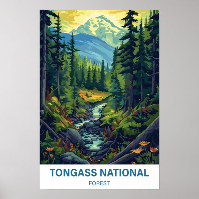 Tongass National Forest Illustration Travel Poster (Front)