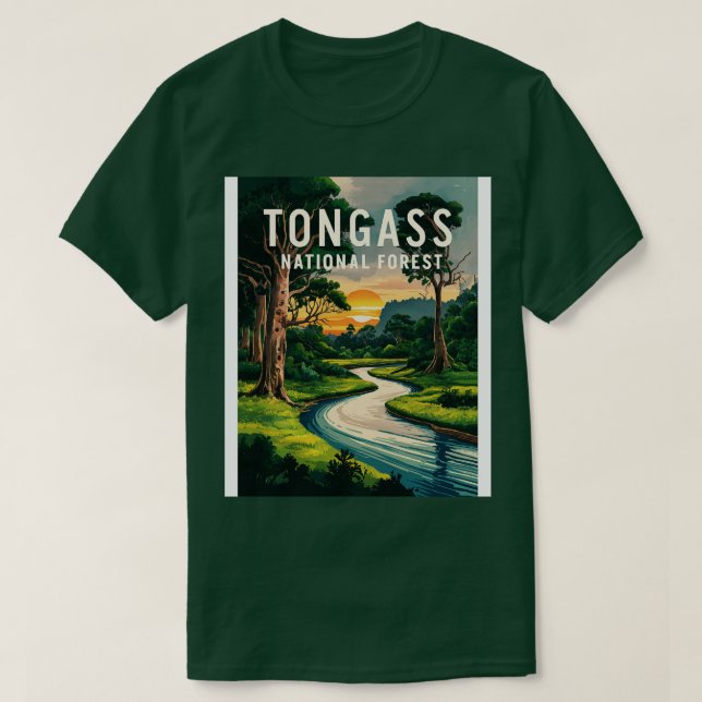 Tongass National Forest Watercolor Art TShirt (Design Front)