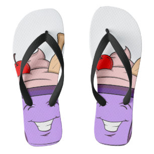 Tongs estivales avec motif glace kawaii et visage  jandals