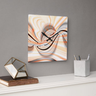 'Tongue' in smooth colour texture with curve desig Square Wall Clock