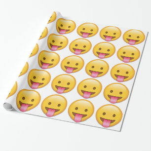 Tongue-Out Cheeky Emoji Wrapping Paper