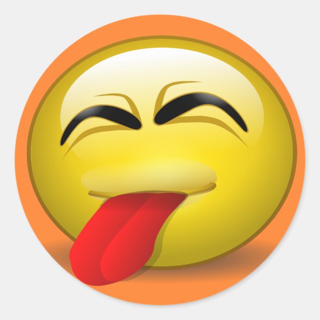 Tongue Out Classic Round Sticker (Front)