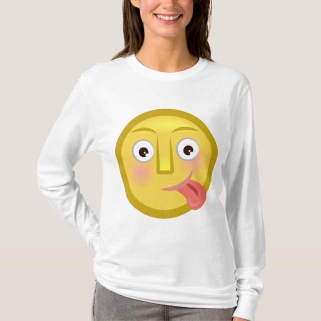 Tongue Out Emoji Funny Goofy Face T-Shirt (Front)