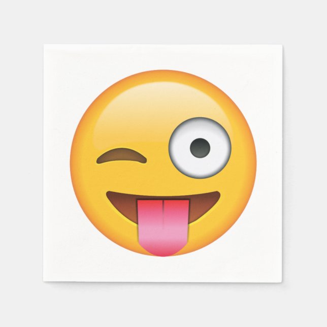 Tongue Out  with Winking Eye - Emoji Napkin (Front)