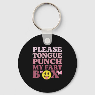 Tongue Punch My Fart Box Funny Kawaii Quote  Key Ring