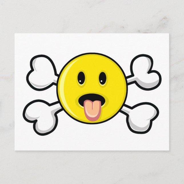 tongue Skull and Crossbones Postcard (Front)