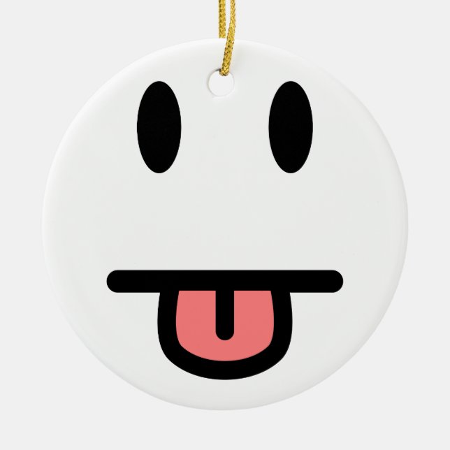 Tongue Sticking Out Face Ceramic Tree Decoration (Front)