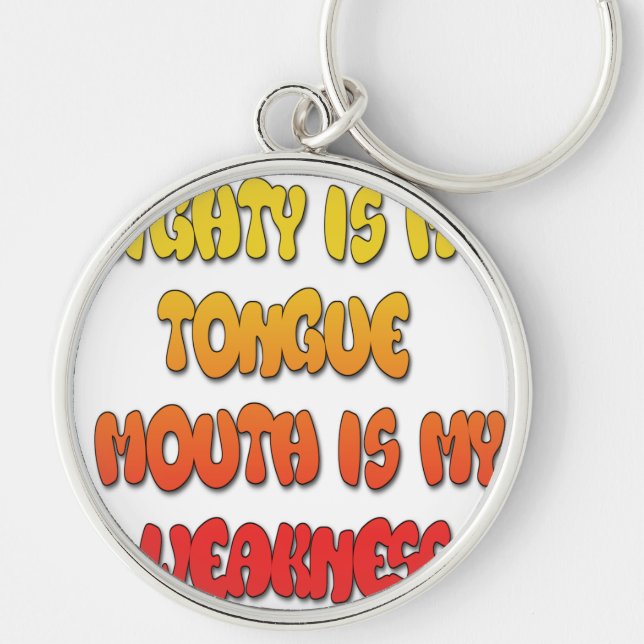 Tongue Tied: Funny Tongue Quote Colorful Text Art Key Ring (Front)