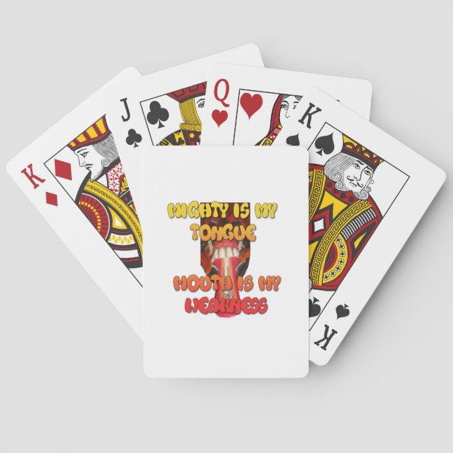 Tongue Tied: Funny Tongue Quote Colourful Text Art Playing Cards (Back)