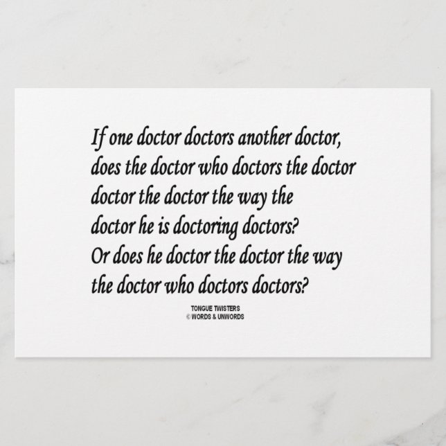 Tongue Twister Doctor Doctors Another Doctor (Front)