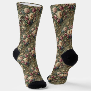 🩸 Tongue Whipped Blooms – Gothic Tapestry Socks