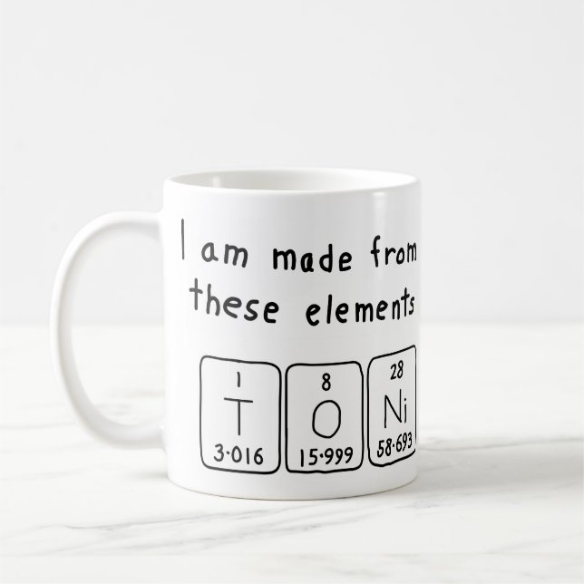 Toni periodic table name mug (Left)