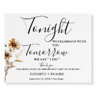 Tonight we celebrate we you rehearsal dinner sign