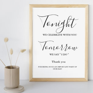 Tonight we celebrate wedding rehearsal dinner sign