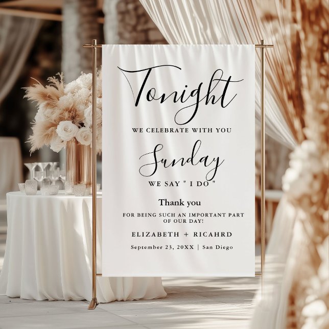 Tonight we celebrate wedding rehearsal dinner sign tapestry (Creator Uploaded)