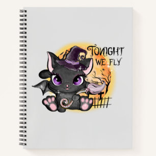Tonight We Fly – Black Witch Cat Notebook