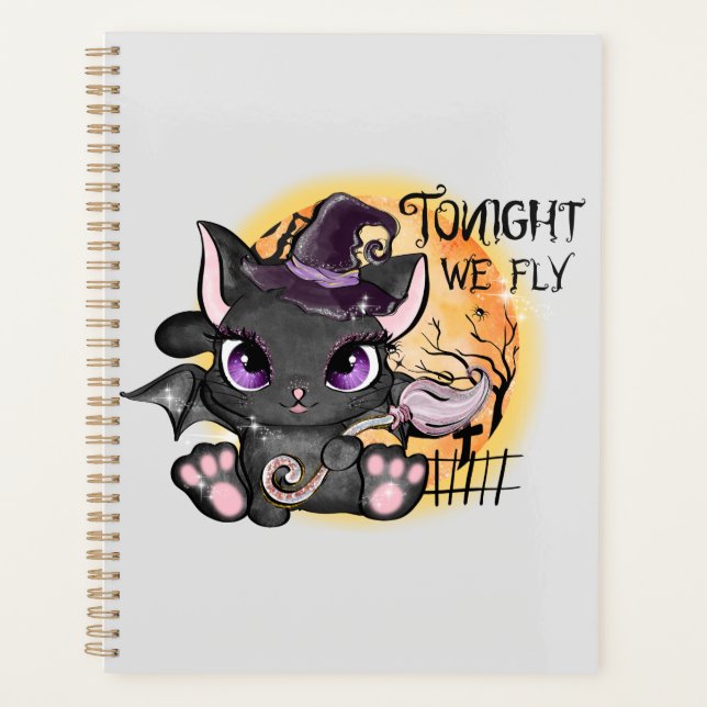 Tonight We Fly – Black Witch Cat Planner (Front)
