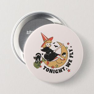 Tonight We Fly – Cute Witch and Black Cat 7.5 Cm Round Badge