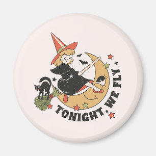 Tonight We Fly – Cute Witch and Black Cat Magnet