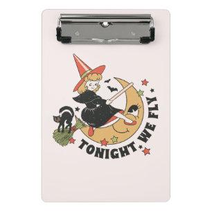 Tonight We Fly – Cute Witch and Black Cat Mini Clipboard