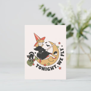 Tonight We Fly – Cute Witch and Black Cat Postcard