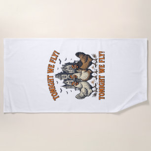 Tonight We Fly Funny Chicken Halloween Shirt Desig Beach Towel