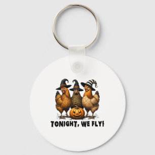 Tonight We Fly Halloween Chicken Fall Farm Animals Key Ring