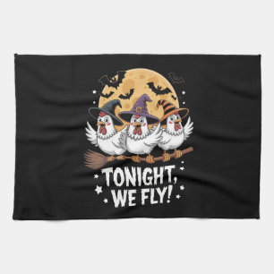 Tonight We Fly Halloween Chicken Tea Towel