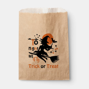 Tonight we fly-Halloween witch on a broom Favour Bags