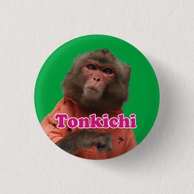 Tonkichi pinBack button.とん吉の缶バッジ 3 Cm Round Badge (Front)