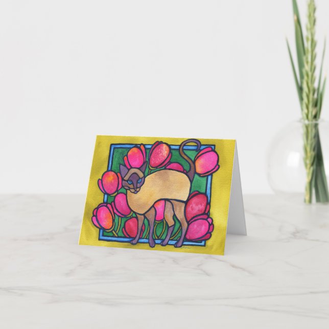 Tonkinese and Tulips Card (Front)