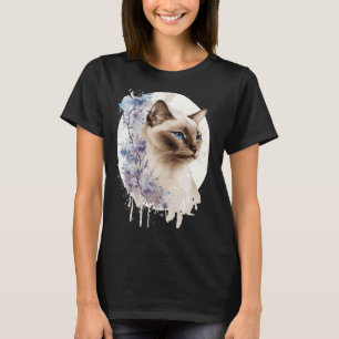 Tonkinese Cat Cherry Blossom Watercolor Sakura Flo T-Shirt